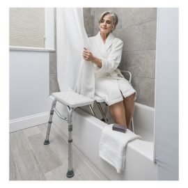 Drive Medical Splash Defense Transfer Bench with Curtain Guard Protection Divine Mobility | Home Healthcare Store