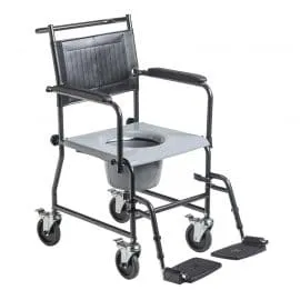 Drive Medical Upholstered Drop Arm Wheeled Commode 11120SV-1F Divine Mobility | Home Healthcare Store