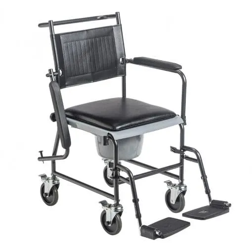 Drive Medical Upholstered Drop Arm Wheeled Commode 11120SV-1F Divine Mobility | Home Healthcare Store