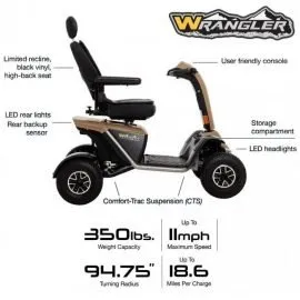 Pride Wrangler Scooter Four Wheel Heavy Duty MV600 Divine Mobility | Home Healthcare Store