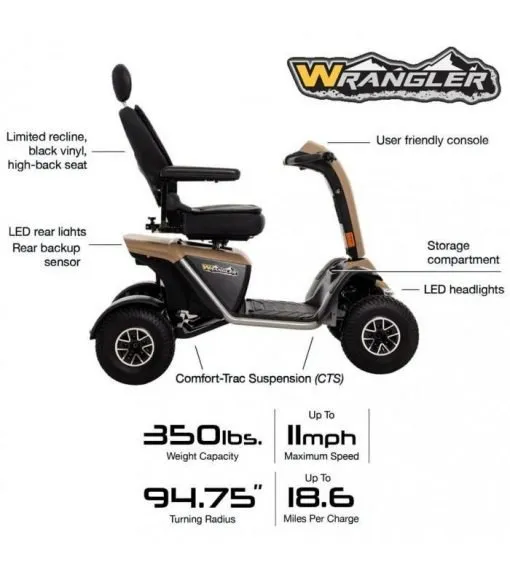 Pride Wrangler Scooter Four Wheel Heavy Duty MV600 Divine Mobility | Home Healthcare Store